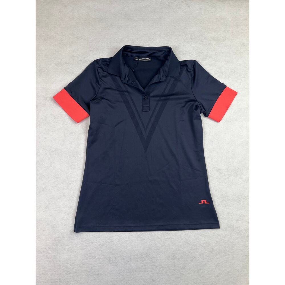 NWT J.Lindeberg Women's Alice Golf Short Sleeve Polo, Size M, Navy